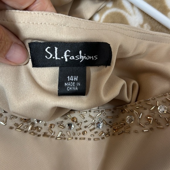 S.L. Fashions from Nordstrom Embellished Tiered Dress with Jacket sz14w - Picture 10 of 13